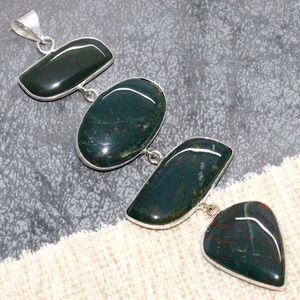 Bloodstone Gemstone 925 Sterling Silver Handmade Pendant Necklace